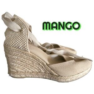 Beige Espadrille Wedge Shoes - Mango